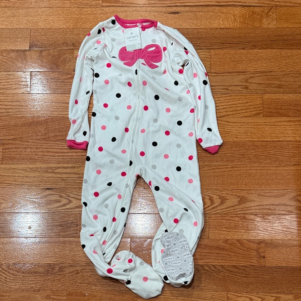 Carter's White One Piece with Pink and Black Dots - Kids size 7